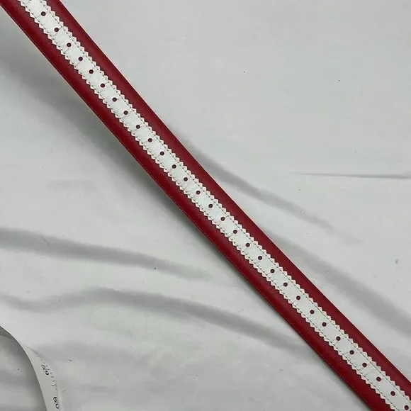 Red and White Leather ECHO Belt - Picture 4 of 5
